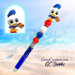 Character Beaded Pen - Mr Duck with a pretzel - 4 color ink