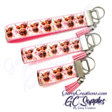 Highland Cows with Pink Flowers KeyFobs