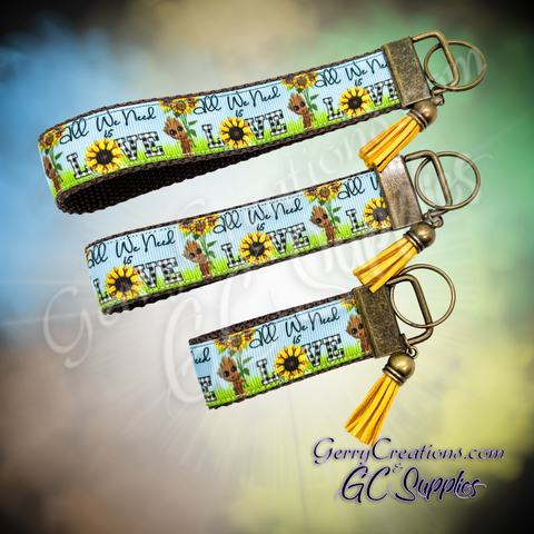 All you need is Love with sunflower dancing tree KeyFobs