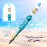 Beaded Pen - Yellow to Aqua Ombre Sparkle