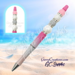 Beaded Pen - Pink Ombre with Pink Glow Bead