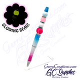 Beaded Pen - Blue and Pink Ombre with Pink Glow Beads