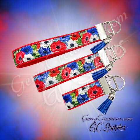 Patriotic - Flowers Red White and Blue KeyFobs