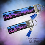 African Animals on Blue to Purple Ombré KeyFobs