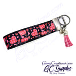 Heart Pink Red Plaid Love on black KeyFobs