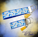 Awareness - Blue Ribbon with Daisy - Twin to Twin Transfusion KeyFobs