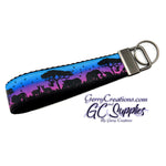 African Animals on Blue to Purple Ombré KeyFobs