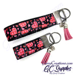 Heart Pink Red Plaid Love on black KeyFobs