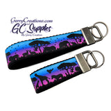 African Animals on Blue to Purple Ombré KeyFobs