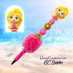 Character Beaded Pen - Pink dress Princess