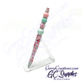 Beaded Pen - Pink and Teal with Pink Butterlfies