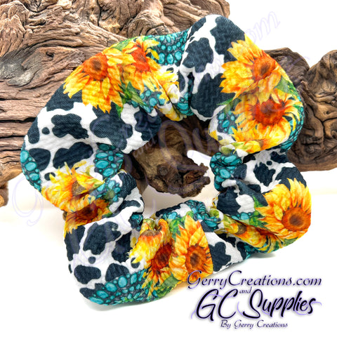 Scrunchie - Sunflowers, Cow Print and jewels