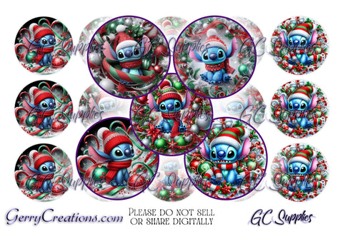 Blue Alien Christmas Red & Green Digital BCI