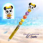 Character Beaded Pen - Mrs Mouse in yellow outfit - 4 color ink