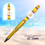 Beaded Pen - Yellow Gold with pretty Daisy