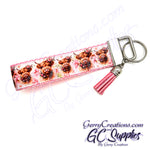 Highland Cows with Pink Flowers KeyFobs