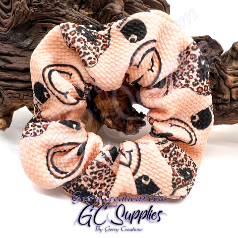 Scrunchie - Happy Face Leopard print