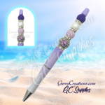 Beaded Pen - Purple Ombre with animal print bead