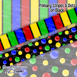 Primary (Black) Stripes & Dots (DS) - 25 yard Rolls