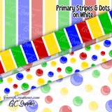 Primary (White) Stripes & Dots (SS) - 25 yard Rolls