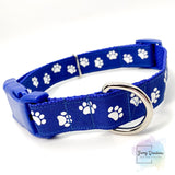 Paw Prints in White Dog Collars