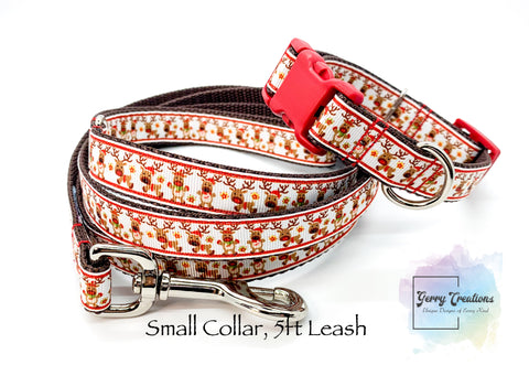 Dancing Reindeer Collar & 5ft slim Leash Set