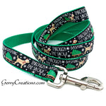 Dashing through the Snow on Black Collar & Leash