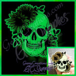 Sunflower Skull Glow in the Dark