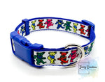 Dancing Bears on Blue, Collar & 4ft Leash Set