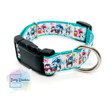 Cute Penguins and Snowflakes Collar & 5ft Double Sided Leash Set