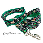 Dashing through the Snow on Black Collar & Leash