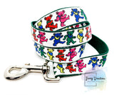 Dancing Bears on Forest Green, Collar & 4ft Leash Set