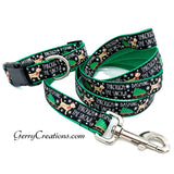 Dashing through the Snow on Black Collar & Leash