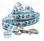 Cute Penguins and Snowflakes Collar & 5ft Double Sided Leash Set