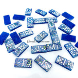 Dominos - Blue Glitter with White dots