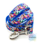 Rainbow Swirls on Blue, Collar & 5ft Leash Set