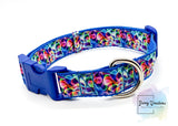 Rainbow Swirls on Blue, Collar & 5ft Leash Set