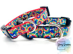 Tie Dye Paws & Bones Dog Collars