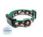 Scattered Reindeer on Black, Collar & 5ft Leash Set