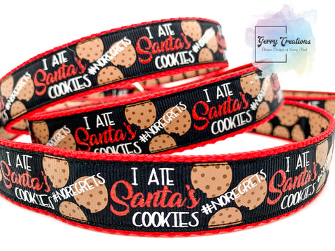 I Ate Santa’s Cookies! On Black, 5ft Double Sided Leash