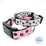 Paw Prints in Black Dog Collars