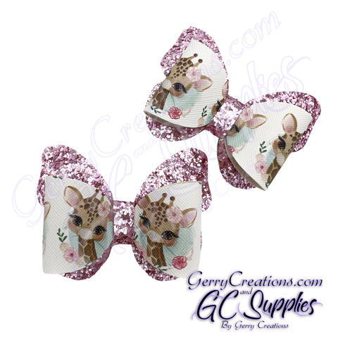 Giraffe on Pink Butterfly Snap Clips