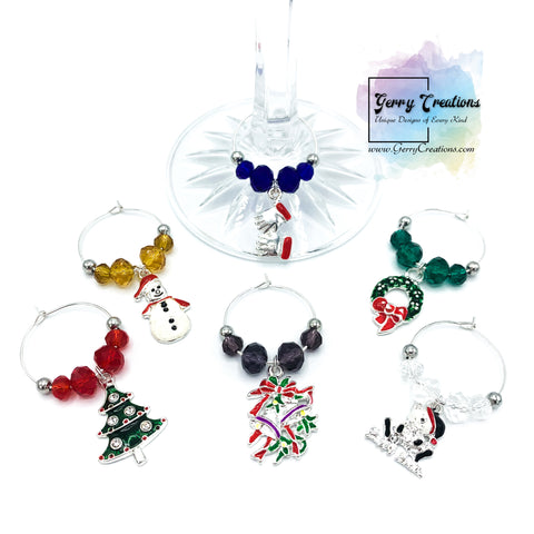 Christmas Wine Glass Charms set of 6