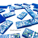 Dominos - Blue Glitter with White dots